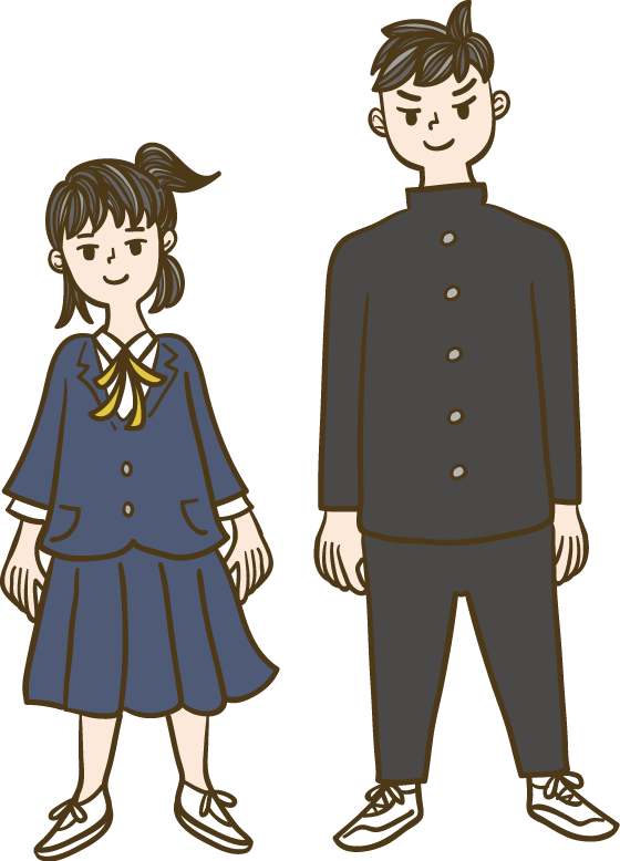 中学生の男女のイラスト